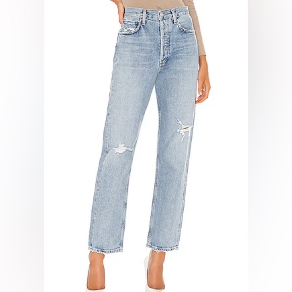 Agolde Denim - Agolde 90s distressed light wash jeans, 25